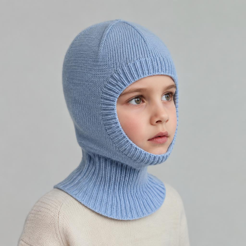 Sne Balaclava Børn — strikkeopskrift på balaclava i sport-garn, strikket rundt