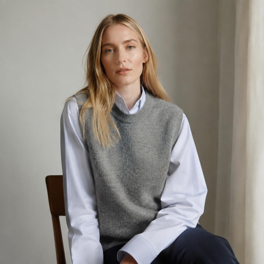 Camel Lang Vest II — strikkeopskrift på vest i aran (tyk)-garn, raglan