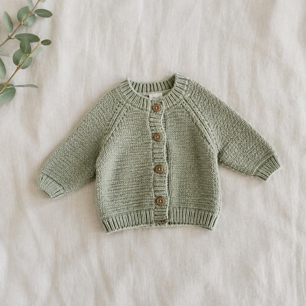 Babycardigan Salvie II — strikkeopskrift på baby i sport-garn, raglan