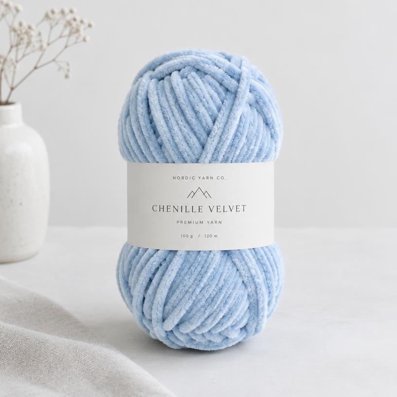 Nordlys Garn Himmel Chenille — chenille · polyester garn i aran (tyk) til strikkeopskrifter