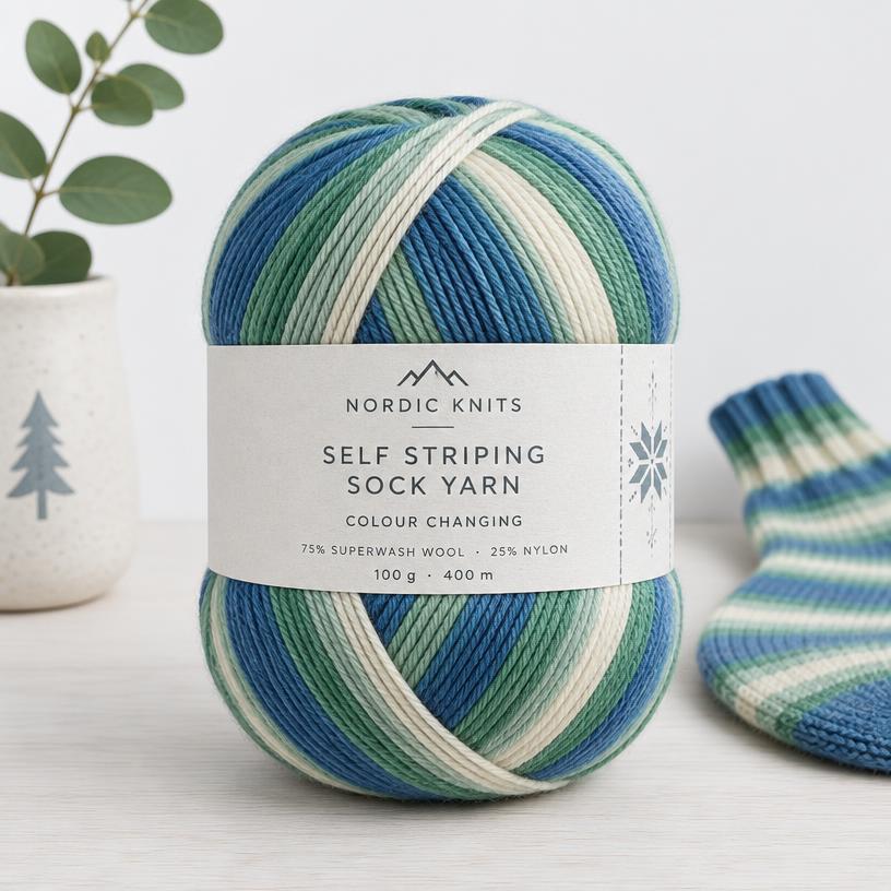 Farvelaget Konfetti Stribe — superwash uld · nylon garn i fingering (tynd) til strikkeopskrifter